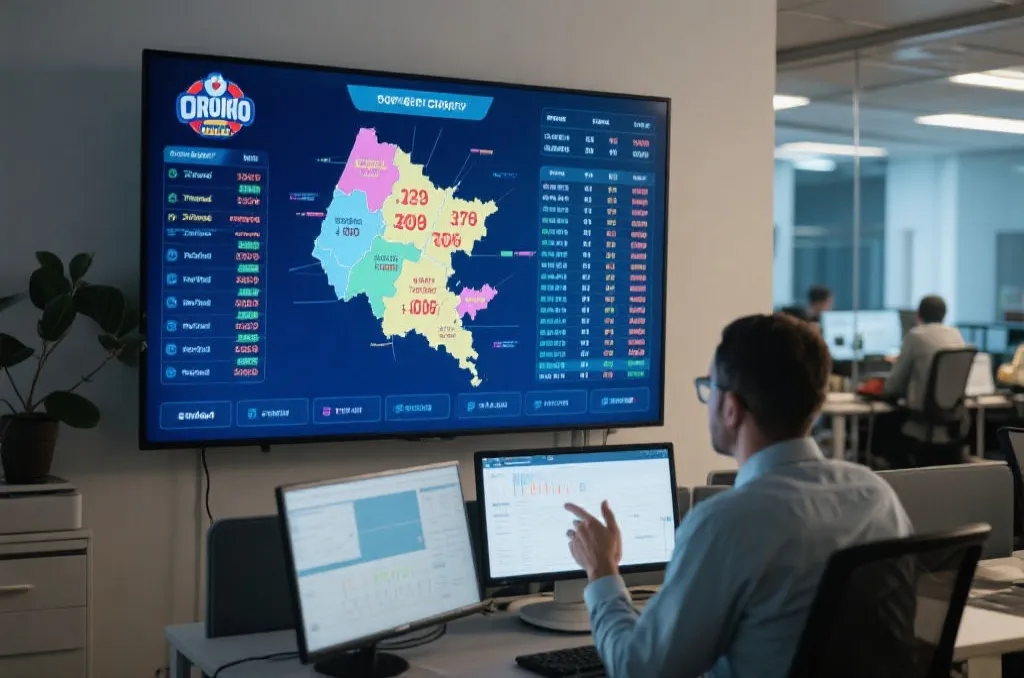 数据分析师在办公桌前分析彩票中奖数据